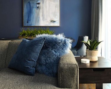 blue living room design Chicago